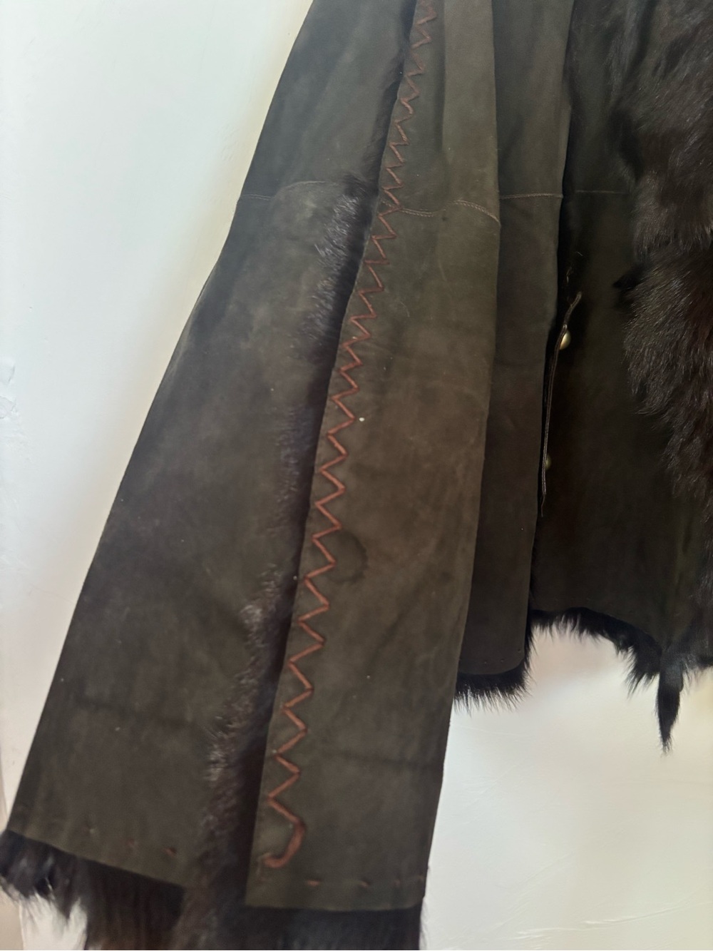 Vintage YSL Yves Saint Laurent Rive Gauche Suede Fur Jacket Tom Ford Era Sz 42 - Picture 5 of 16